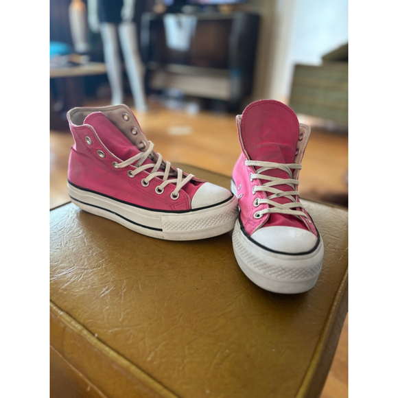 Converse Pink & White High-Top Platform Sneakers US 6 - Picture 1 of 8